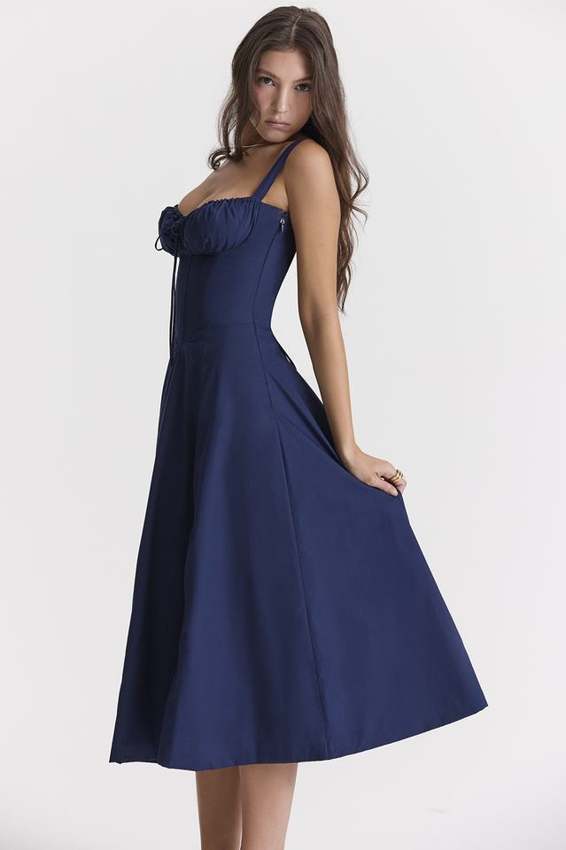 Solid Bustier Slip Midi Sundress
