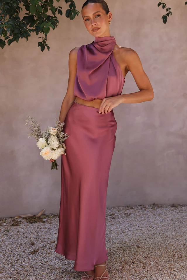 Chic Satin Esther Top + Maxi Skirt Set