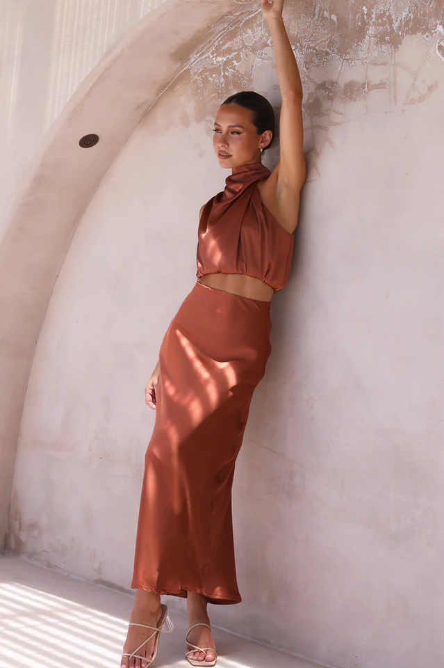 Chic Satin Esther Top + Maxi Skirt Set