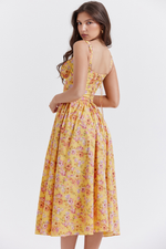 Yellow Floral Slip Midi Dress