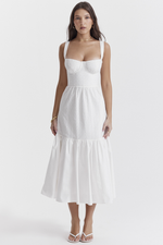 White Push Up Sleeveless Midi Dress