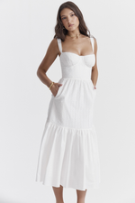 White Push Up Sleeveless Midi Dress