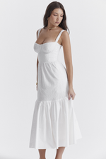 White Push Up Sleeveless Midi Dress