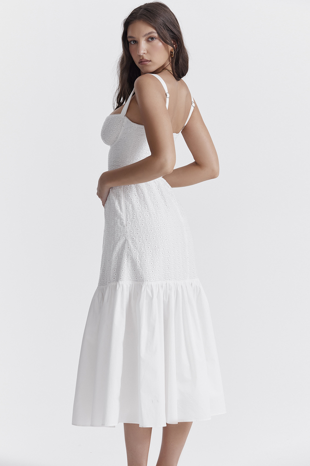 White Push Up Sleeveless Midi Dress