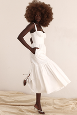 White Push Up Sleeveless Midi Dress