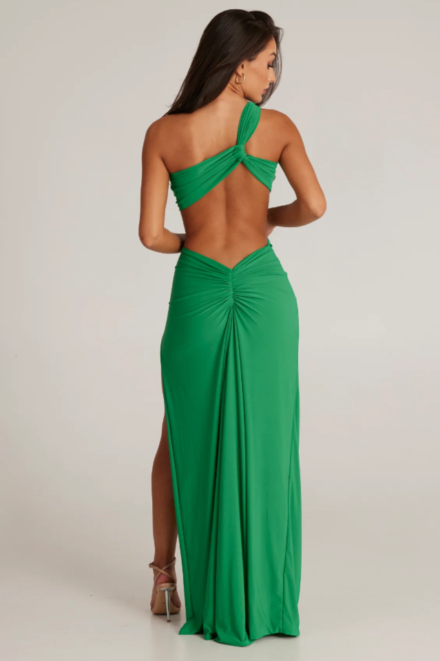 Solid One Shoulder Maxi Dress