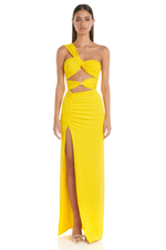 One Shoulder Pleated Maxi Dress