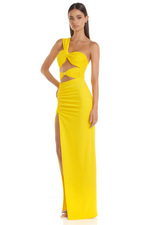 One Shoulder Pleated Maxi Dress