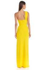 One Shoulder Pleated Maxi Dress