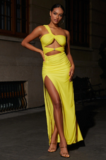 One Shoulder Pleated Maxi Dress