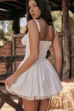 White Sleeveless Lace-Up Mini Dress