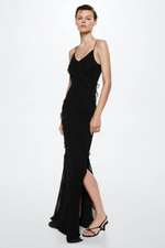 Solid Ruffle Open Back Maxi Dress