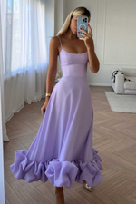 Flounced Hemline Midi Dress