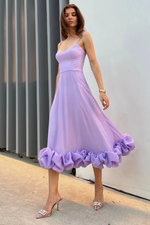 Flounced Hemline Midi Dress