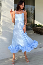 Flounced Hemline Midi Dress