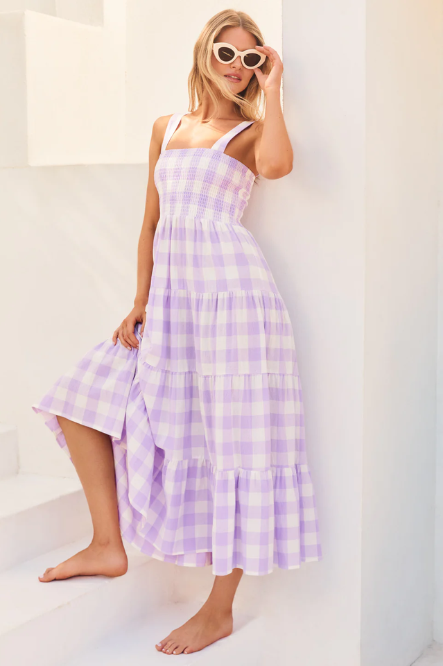 Plaid Sleeveless Midi Dress