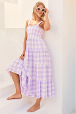 Plaid Sleeveless Midi Dress