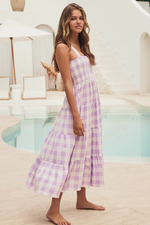 Plaid Sleeveless Midi Dress