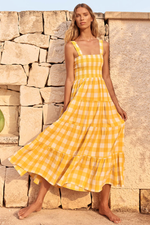 Plaid Sleeveless Midi Dress