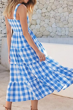 Plaid Sleeveless Midi Dress