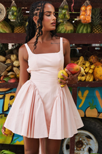 Peach Pink Bow Backless Mini Dress
