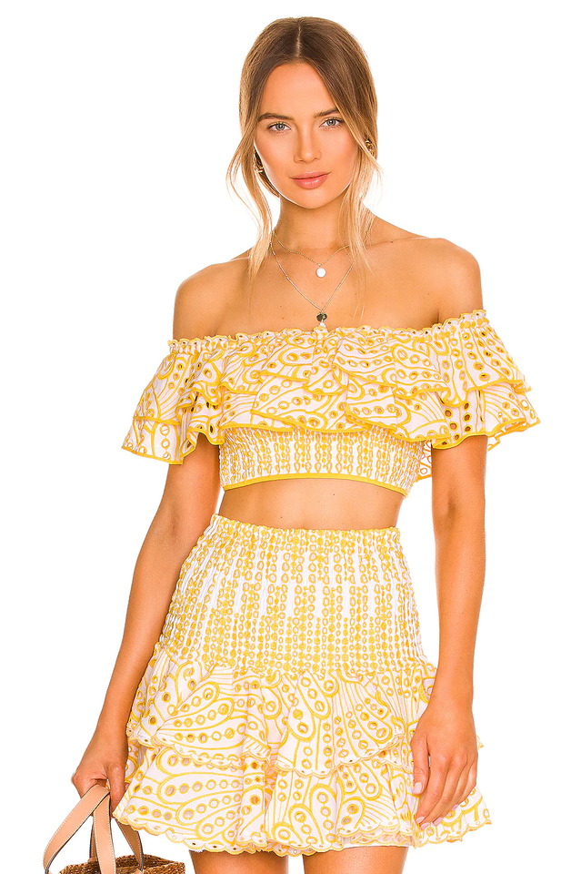 Crochet Lace Crop Top and Skirt Ruffle Set