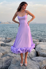 Flounced Hemline Midi Dress