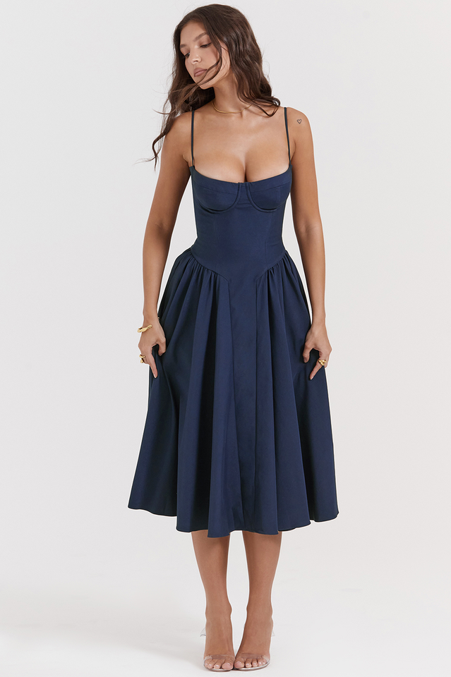 Elegant Pleated Waist Corset Sundress