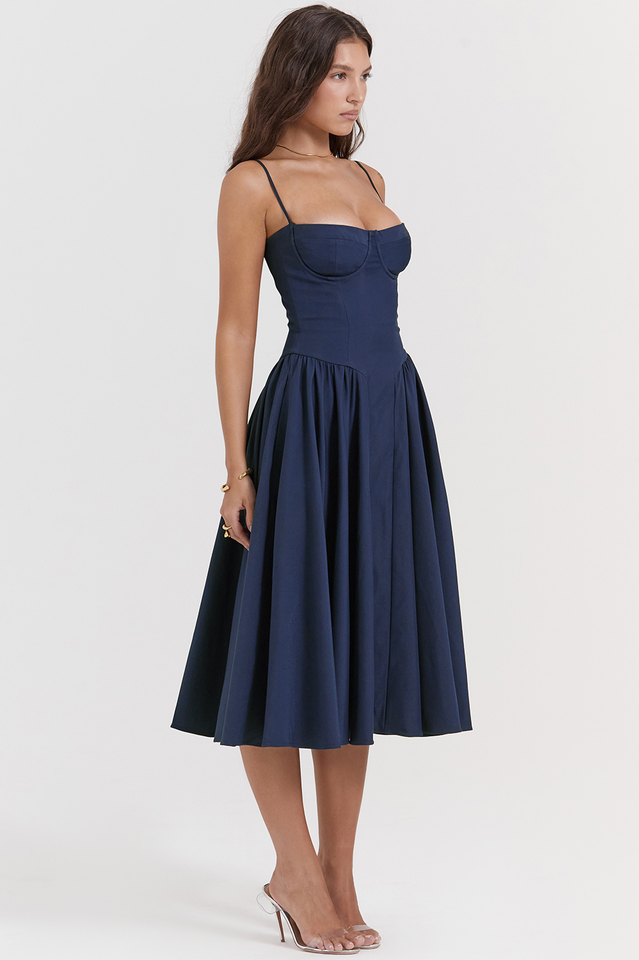 Elegant Pleated Waist Corset Sundress