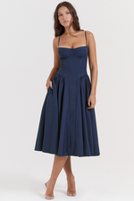 Elegant Pleated Waist Corset Sundress