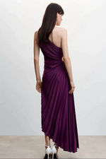 Fashion One Shoulder Pleated Satin Dress