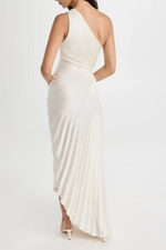 Fashion One Shoulder Pleated Satin Dress