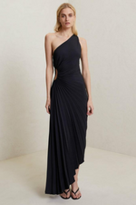 Fashion One Shoulder Pleated Satin Dress
