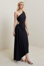 Fashion One Shoulder Pleated Satin Dress