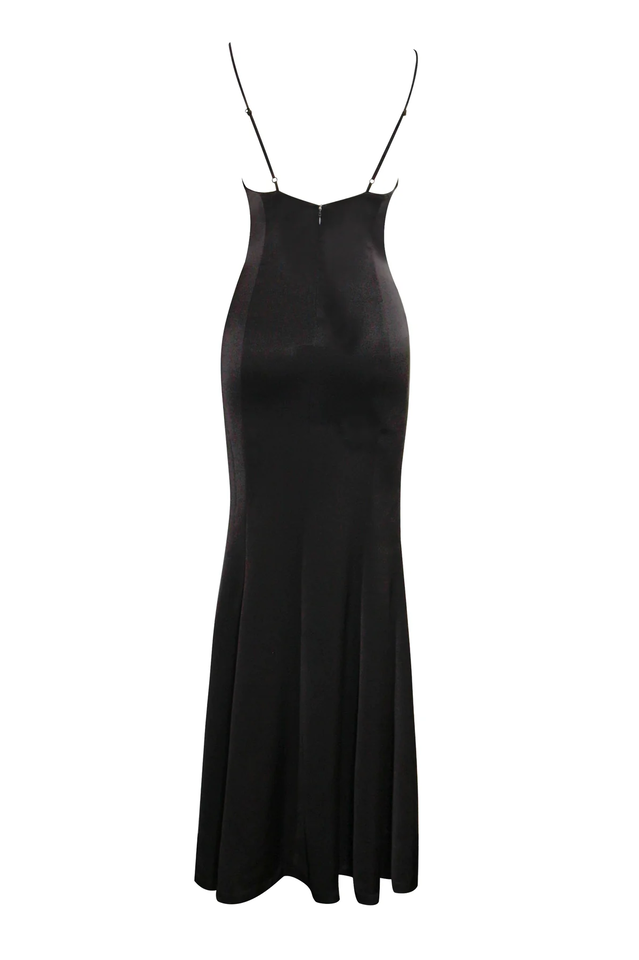 Black White Bow Satin Gown