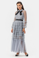Tulle Mesh Polka Dot Maxi Dress