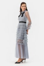 Tulle Mesh Polka Dot Maxi Dress