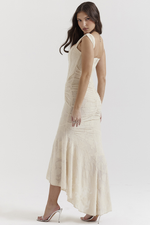 Retro Textured Surface Ruched Maxi Dress
