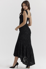 Retro Textured Surface Ruched Maxi Dress