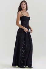 Vintage Floral Textured Slip Maxi Dress