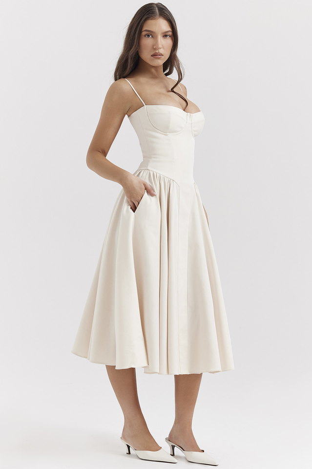 Elegant Pleated Waist Corset Sundress
