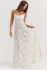 Vintage Floral Textured Slip Maxi Dress