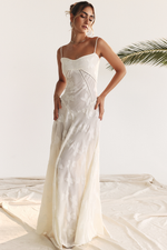 Vintage Floral Textured Slip Maxi Dress