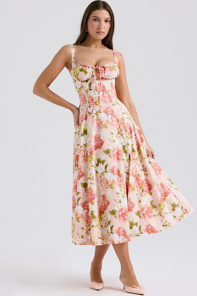 Solid Bustier Slip Midi Sundress