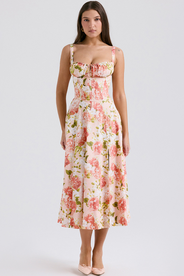 Solid Bustier Slip Midi Sundress