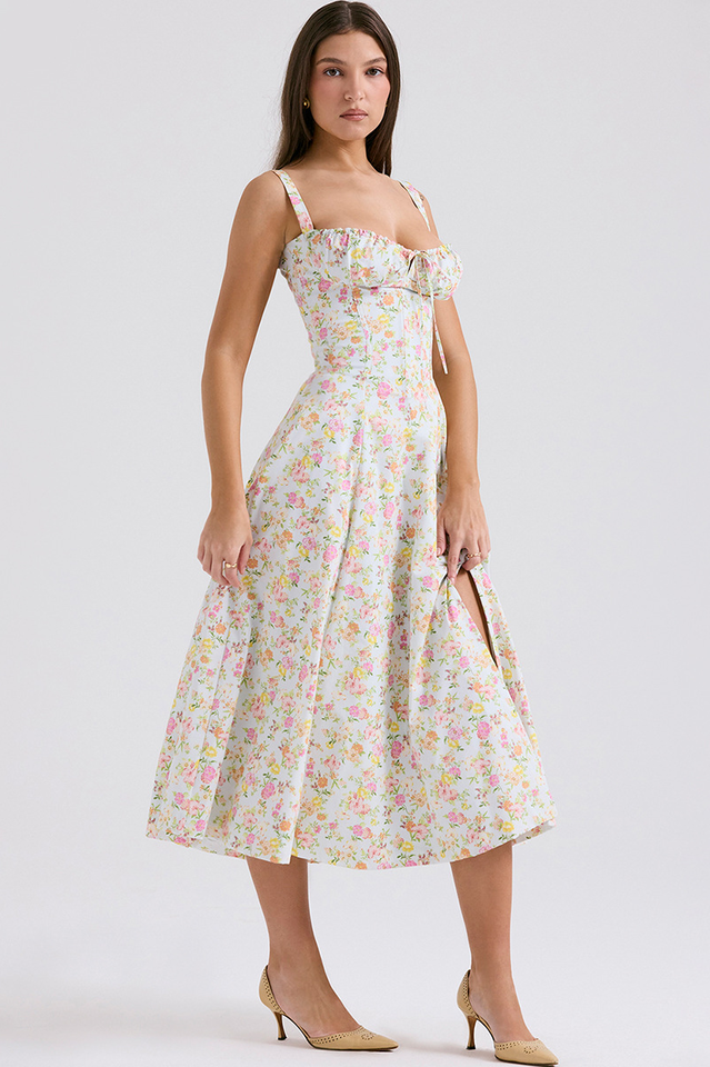 Solid Bustier Slip Midi Sundress