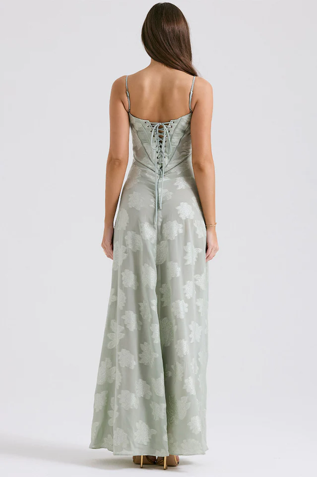 Vintage Floral Textured Slip Maxi Dress