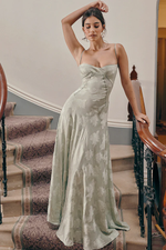 Vintage Floral Textured Slip Maxi Dress