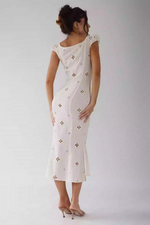 Cream Eyelet Midi Dress