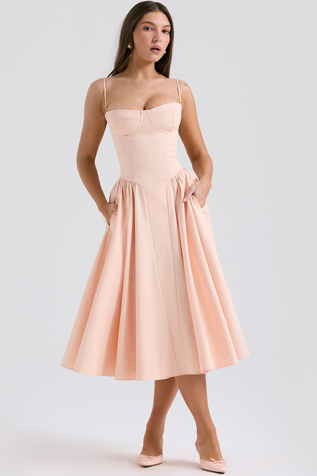 Elegant Pleated Waist Corset Sundress